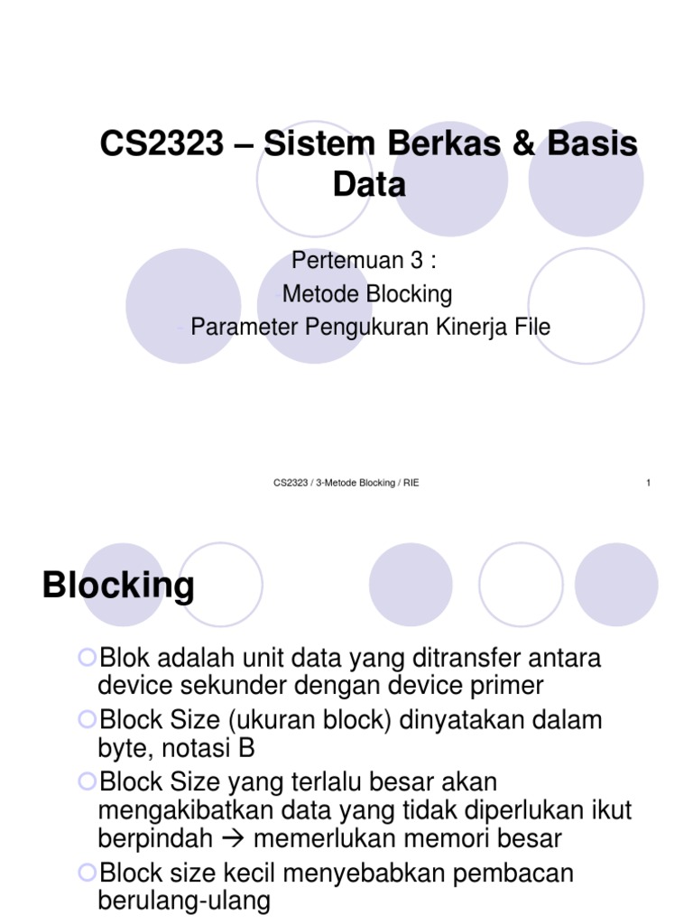 Contoh Metode Blocking dalam Data | PDF