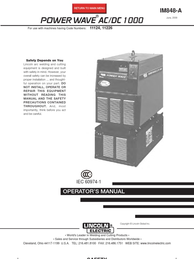 Powerwave Acdc 1000 11124, 11226 | PDF | Welding | Construction