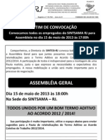 Boletim Sintsama Rj Convocacao Pauta Termo Aditivo Act 2012 2014 15 Maio