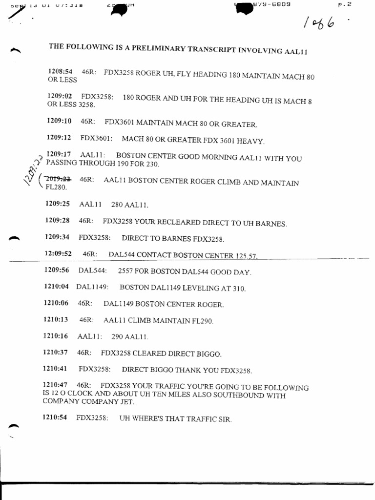 AAL11 Flight 11 Black Box Transcript | PDF | Civil Aviation | Aerospace