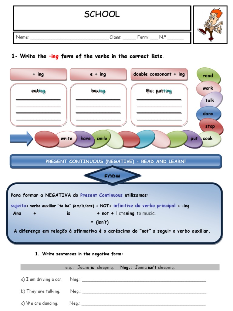 Present Continuous Negative Exercises | PDF | Language Arts & Discipline