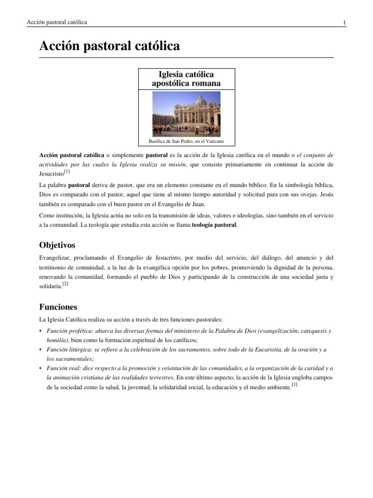 Acción Pastoral de la Iglesia Católica | PDF | Iglesia Católica ...