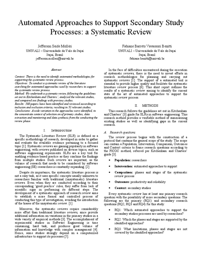 Automated Methods for Systematic Reviews | PDF | Systematic Review ...