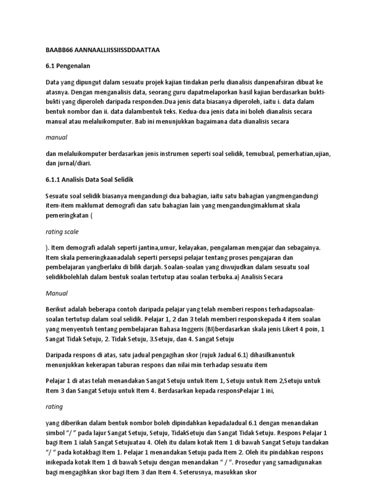 Analisis Soal Selidik Pdf