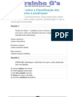 Exercícios Sobre A Classificação Dos Verbos Quanto À Predicação