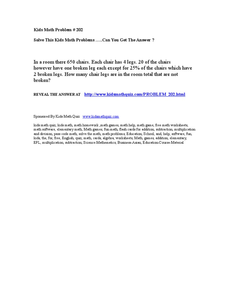 Kids Math Problem # 202 | PDF