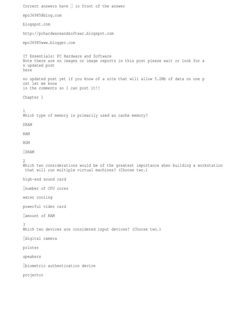 IT Essentials PC Hardware and Software PDF Laptop Computer Network