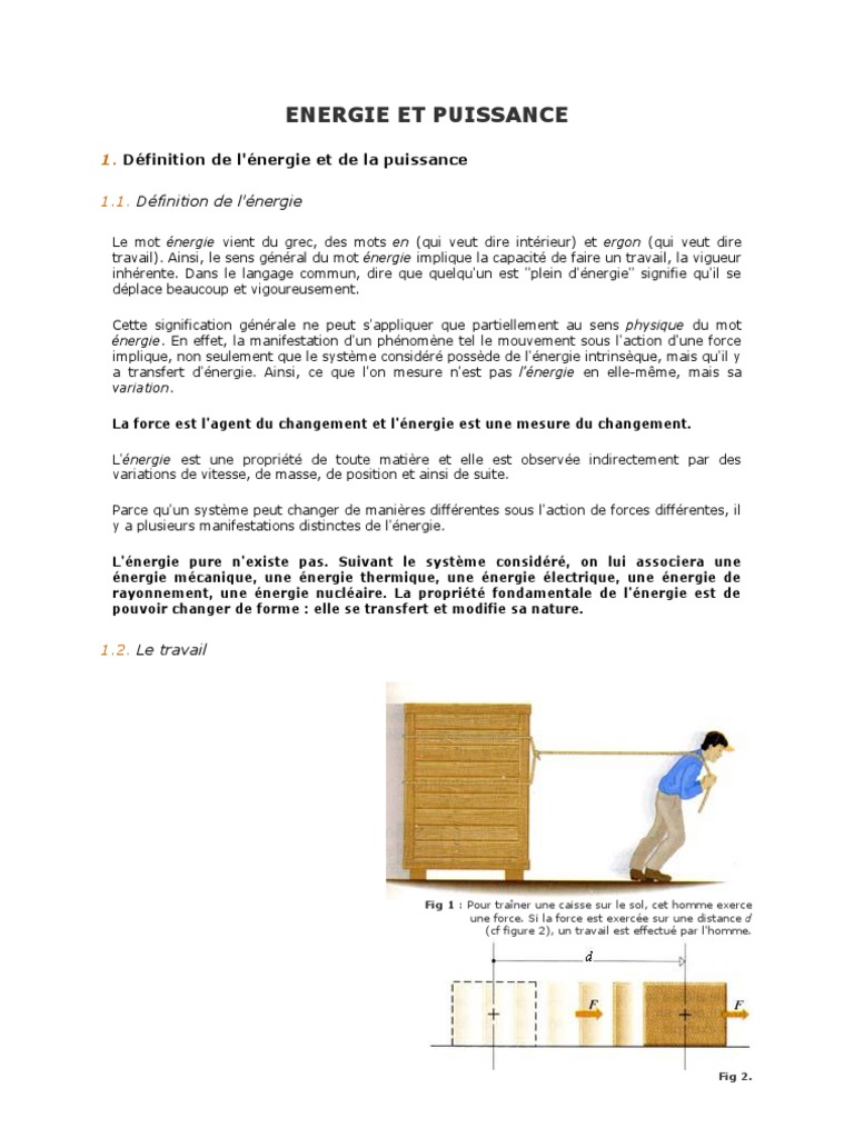 energie au sens physique du terme