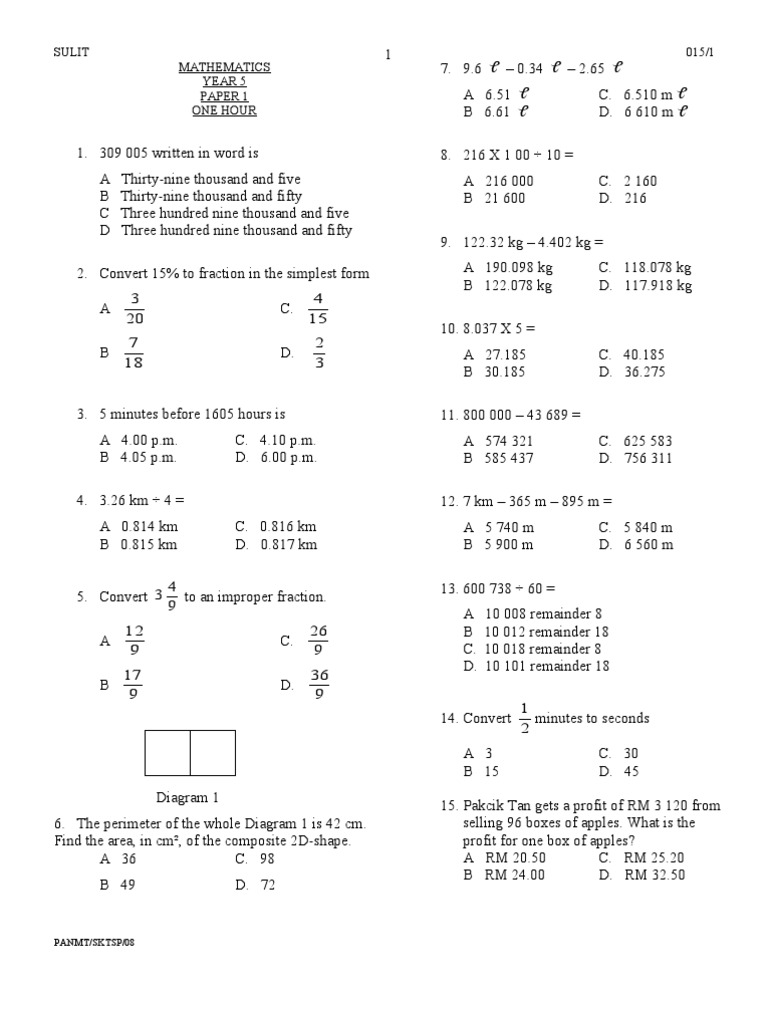 soalan matematik tahun 5  Teaching Mathematics  Nature