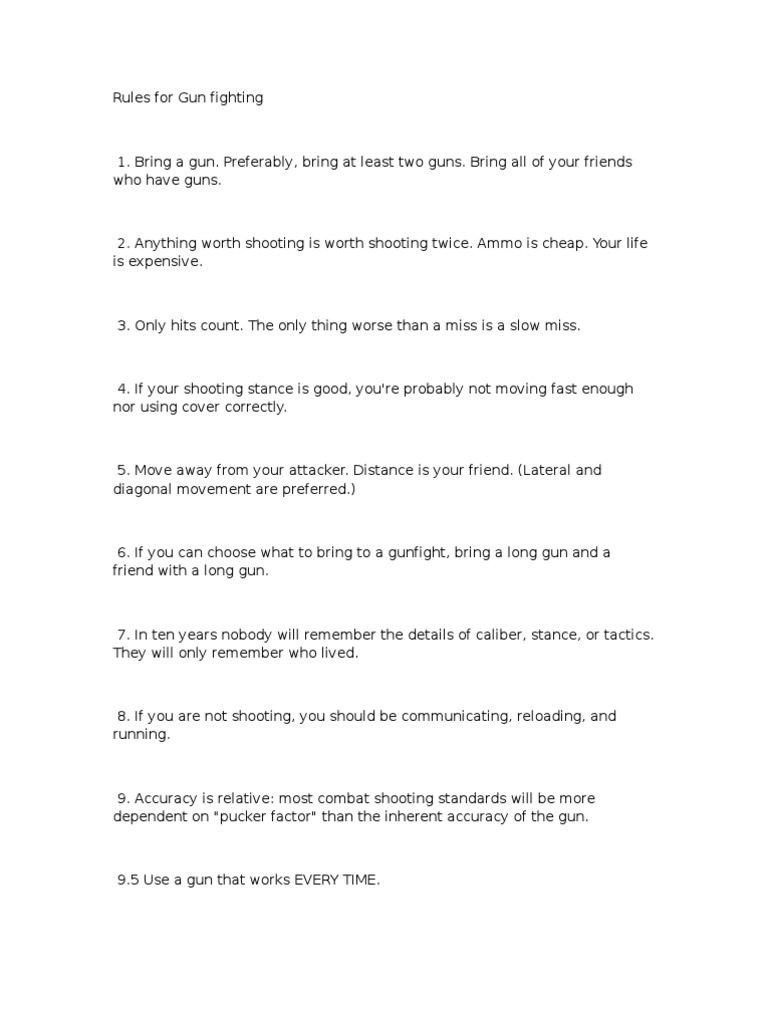 Rules For Gunfighting | PDF