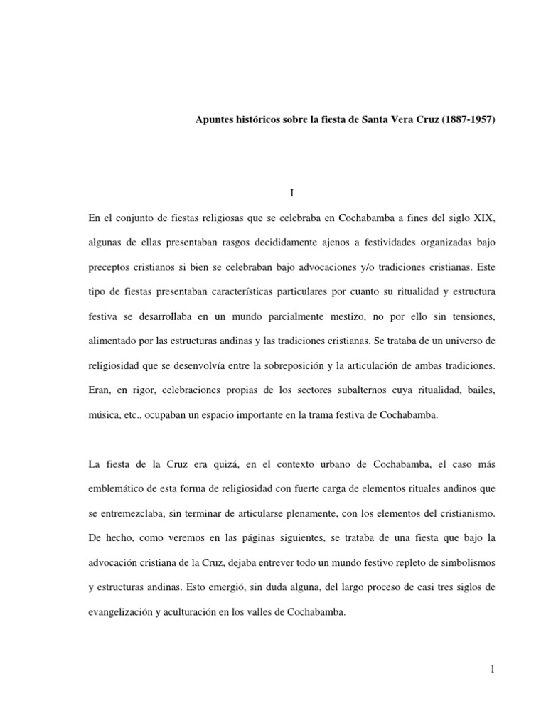 Historia de la Fiesta de Santa Vera Cruz | PDF | Rituales | Gente indígena