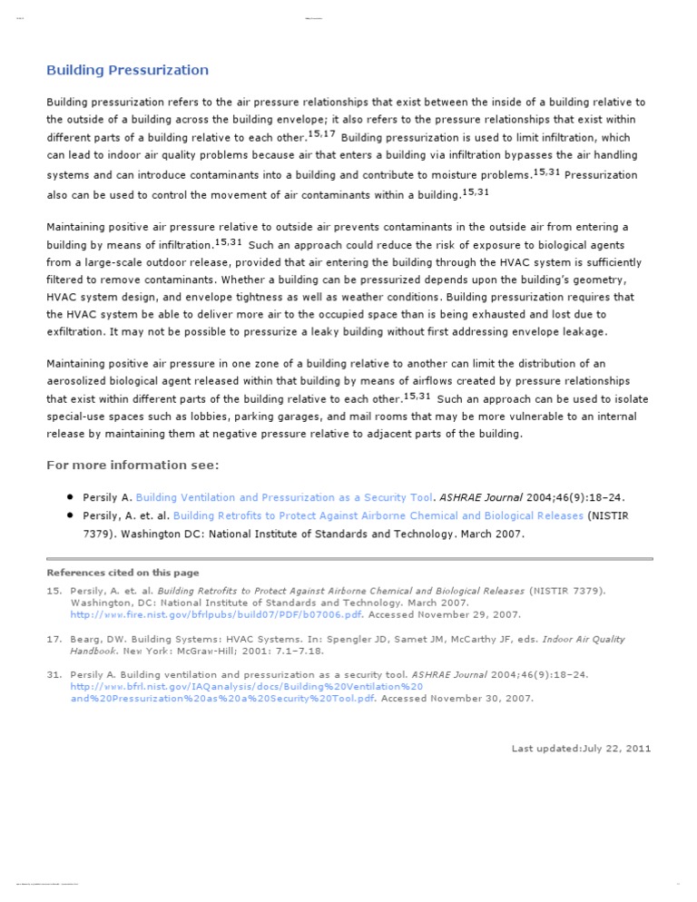 Building Pressurization | PDF | Hvac | Atmospheric Thermodynamics