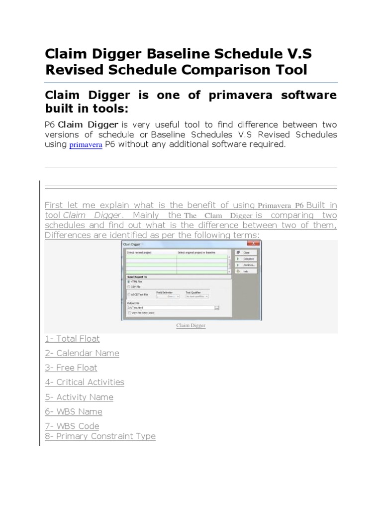 Claim Digger: Schedule Comparison Tool | PDF | Microsoft Excel ...