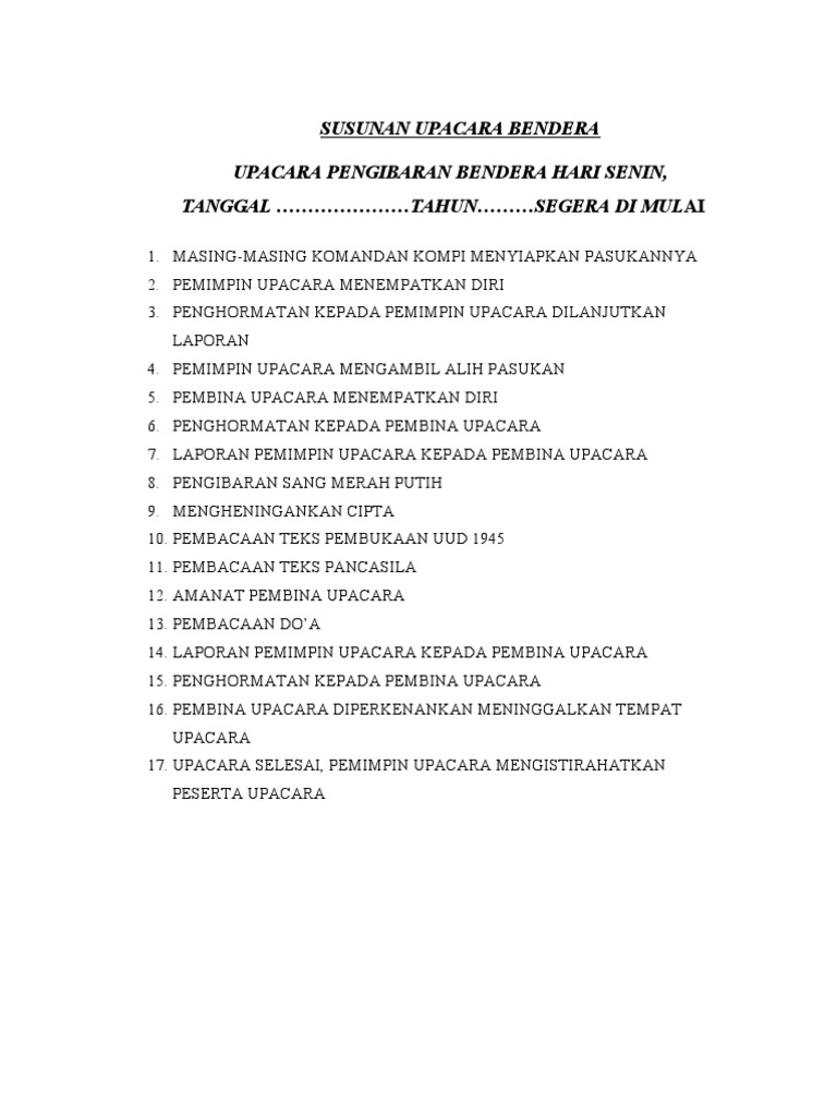 Susunan Upacara Bendera | PDF