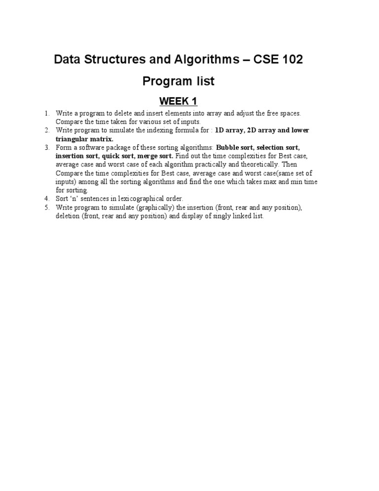CSE 102 Data Structures Programs | PDF | Algorithms | Theoretical ...