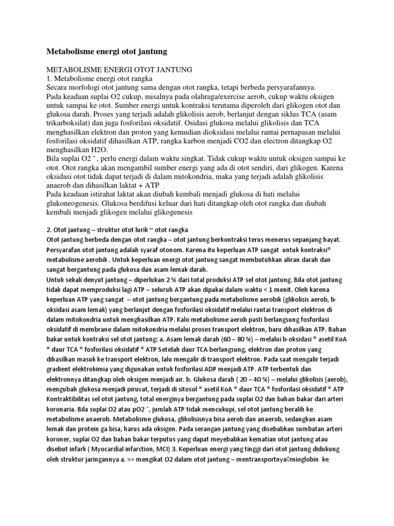 Metabolisme Energi Otot Jantung Metabolisme Energi Otot Jantung