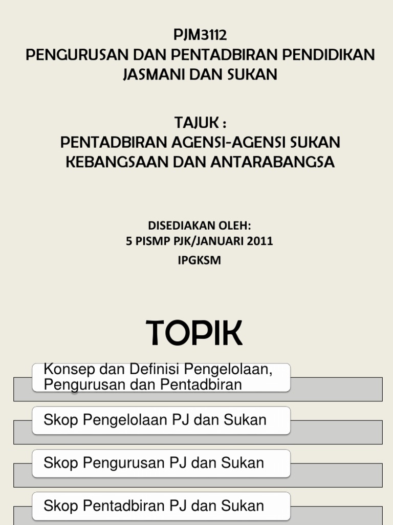 Pengurusan Dan Pentadbiran Pj Dan Sukan Pdf