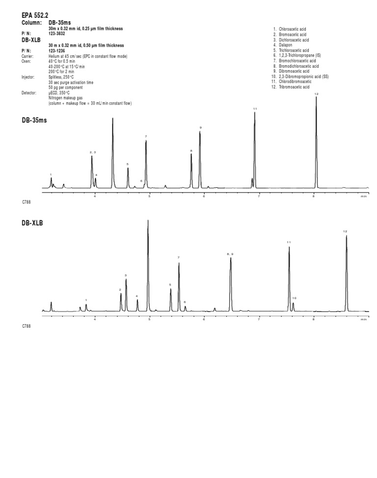 Gas Chromatography Analysis of Haloacetic Acids Using Two Capillary