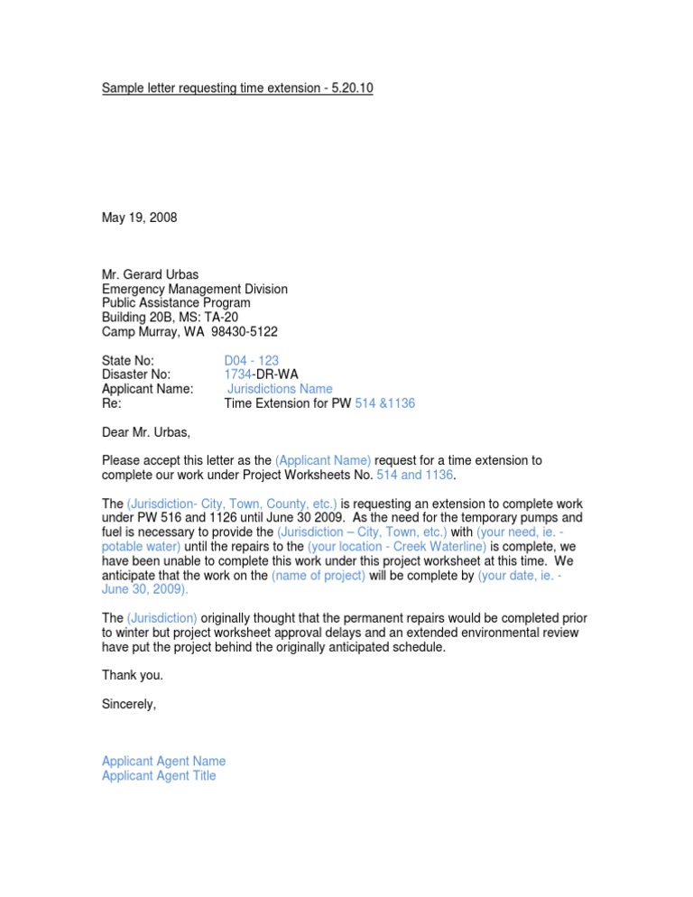 Request for Time Extension Letter | PDF