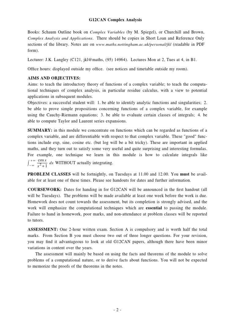 Complex Variable | PDF