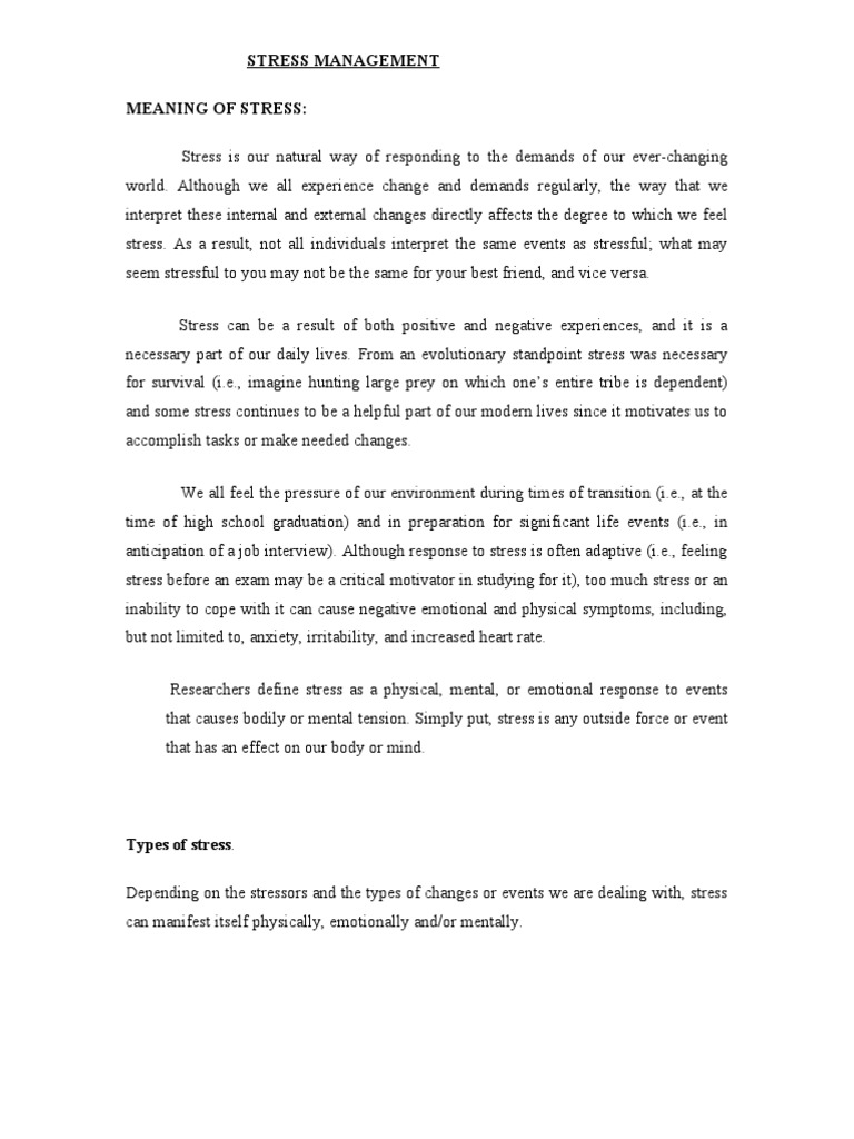 Literature review on stress management image