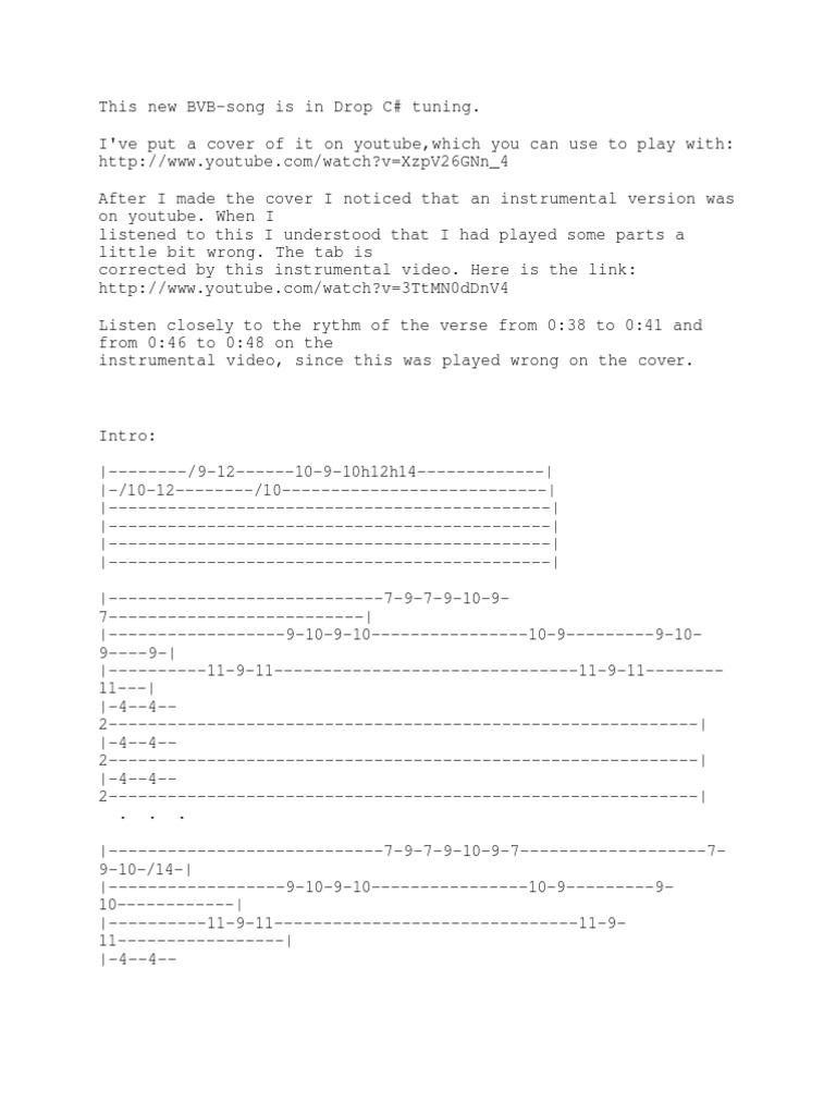 Black Veil Brides In The End Guitar Tabs Songs Musical Compositions