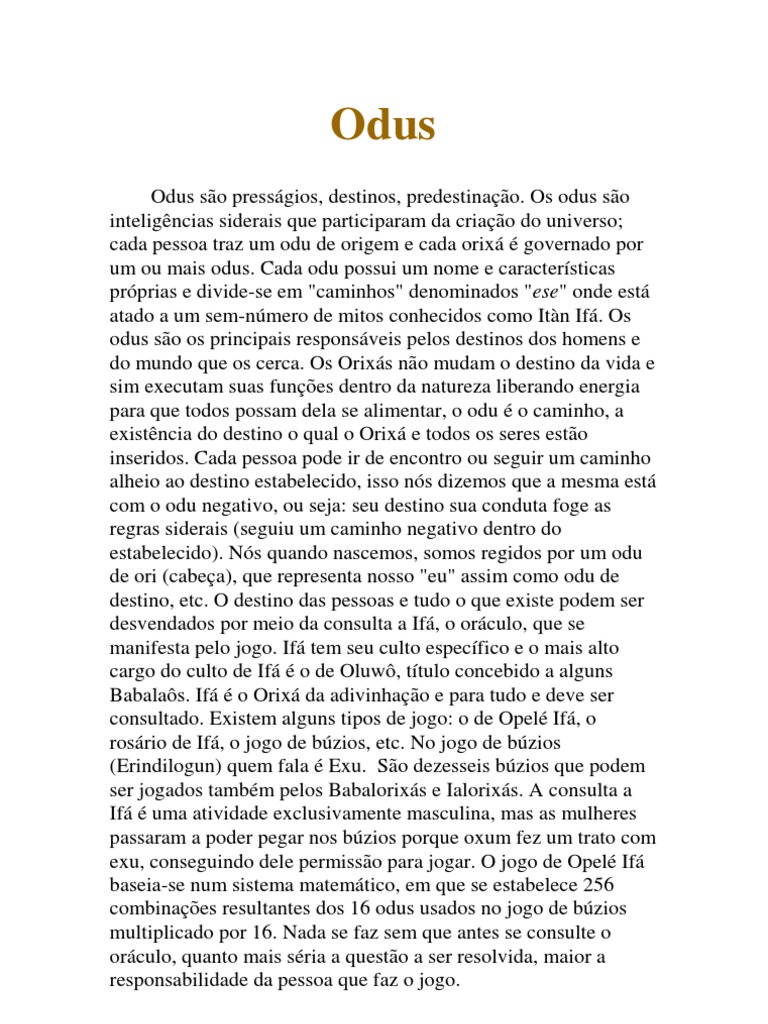 Odus PDF Humano Religião e crença