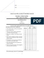 Jabatan Pelajaran Negeri Sabah Model Upsr Paper SET 3 (KLON 2006)