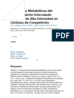 Demandas Metabólicas Del Entrenamiento Intervalado Aeróbico de Alta Intensidad en Ciclistas de Competición PDF
