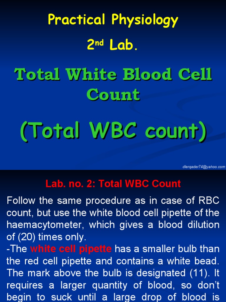 Total WBC Count Procedure Guide | PDF | White Blood Cell | Red Blood Cell