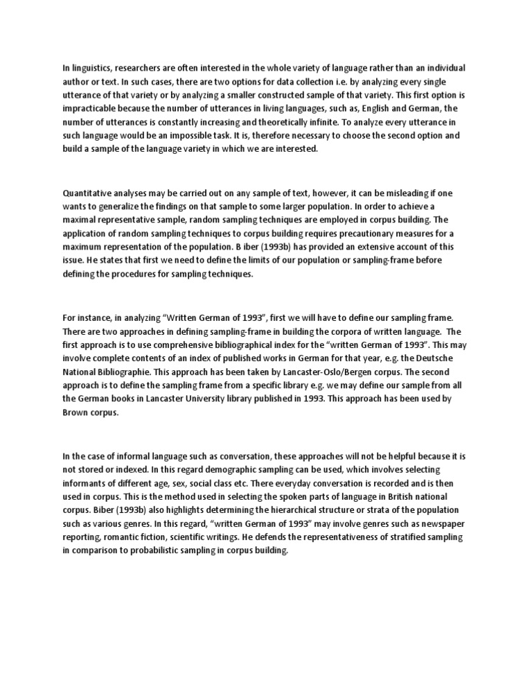Corpus Building in Linguistic Research | PDF | Sampling (Statistics ...