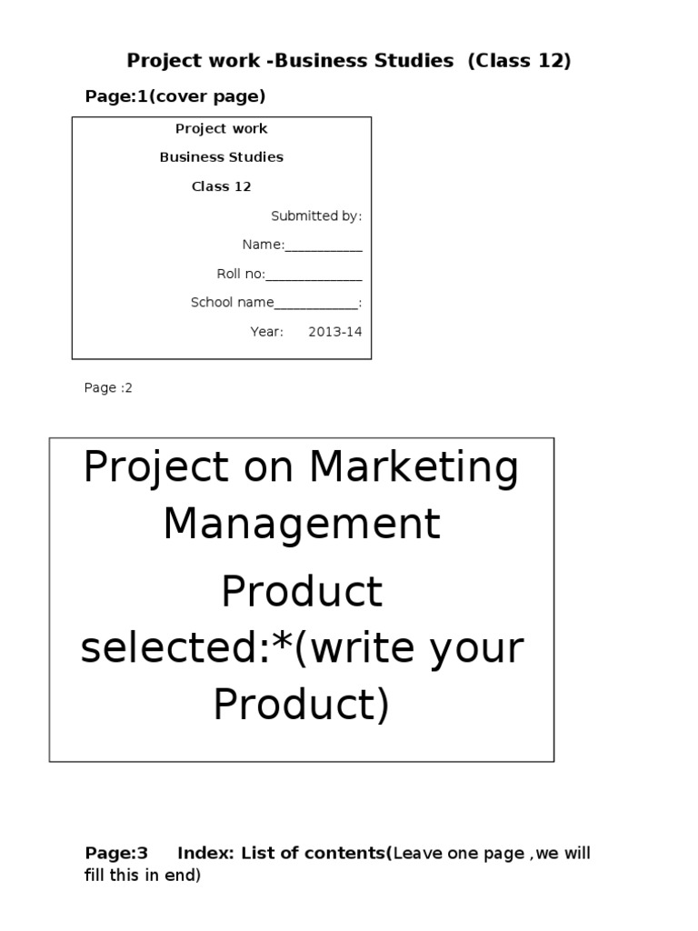 Download Class 12th Accounts Project Front Page
