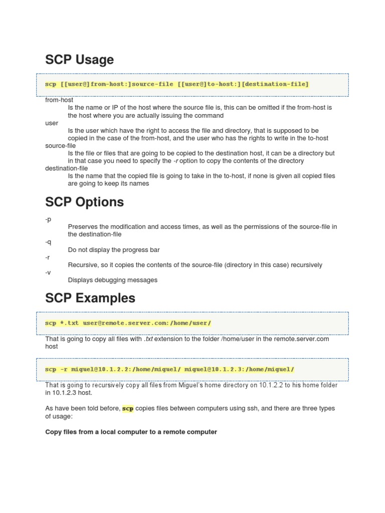 SCP Command Usage and Examples | PDF