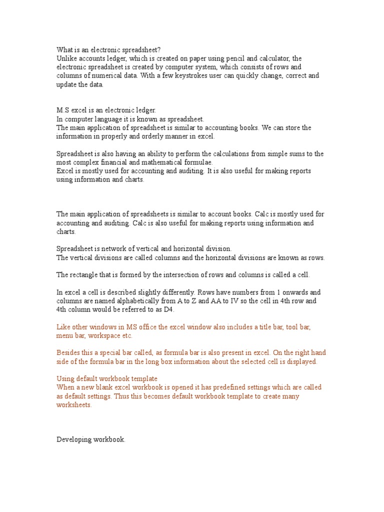 what is an electronic spreadsheet Spreadsheet Chart