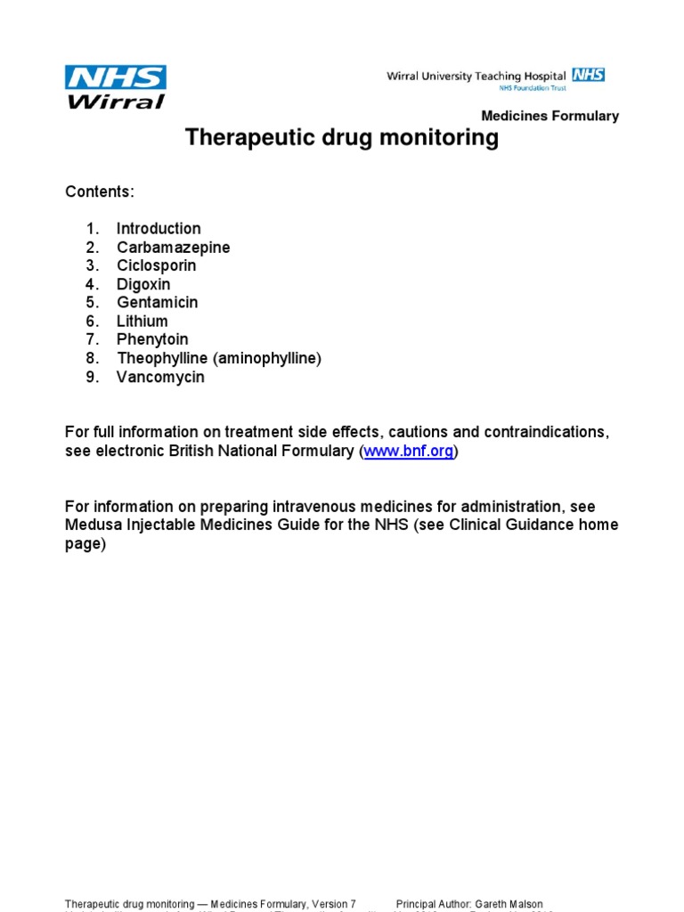 Therapeutic Drug Monitoring | PDF | Pharmacokinetics | Renal Function