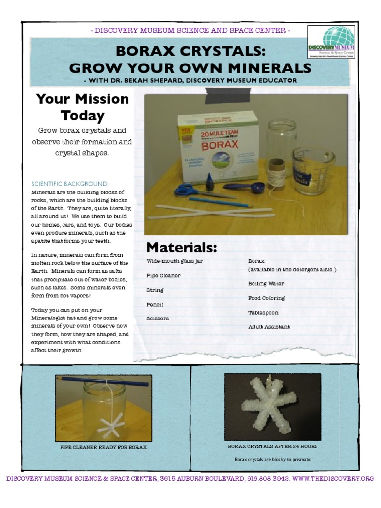 Borax Mineral Activity.pdf | Crystal | Mineralogy