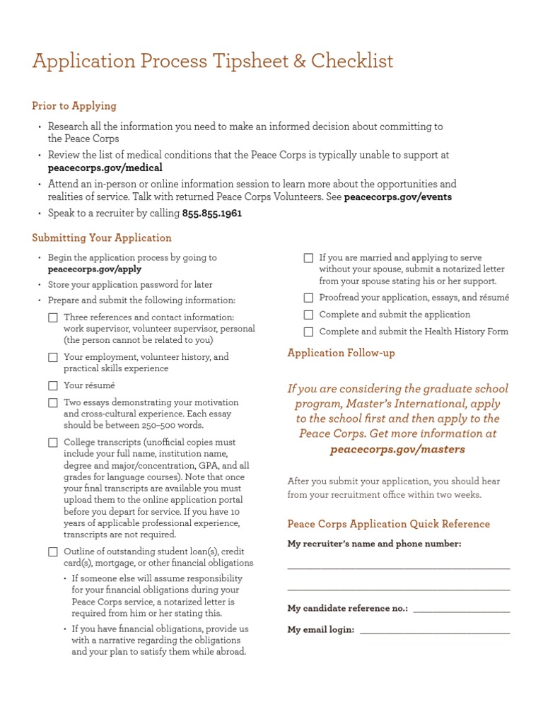 Peace Corps Application Process Guide | PDF | Peace Corps | Recruitment