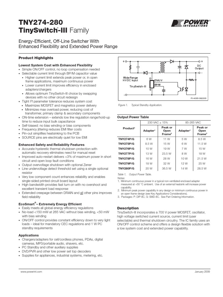 tny274-280 | Capacitor | Mosfet