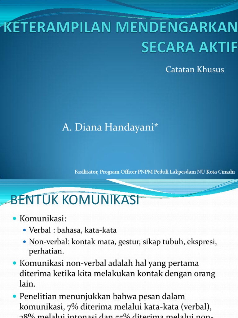 Keterampilan Mendengarkan Secara Aktif PDF