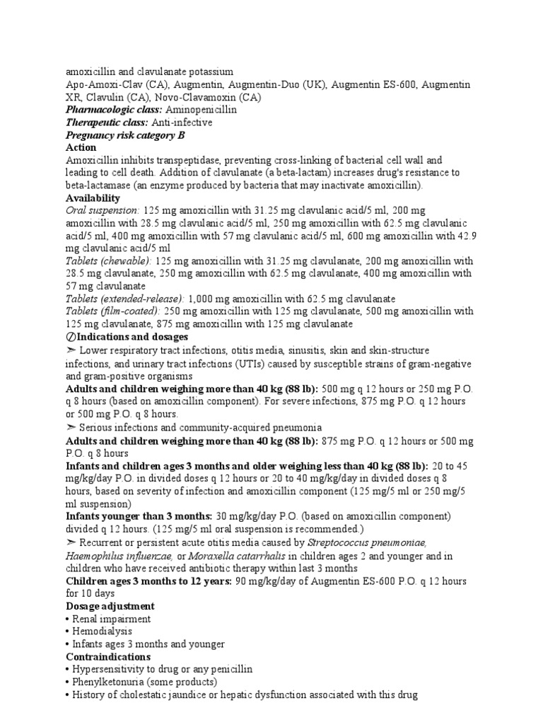 Amoxicillin and Clavulanate Potassium PDF Pharmaceutical Drug
