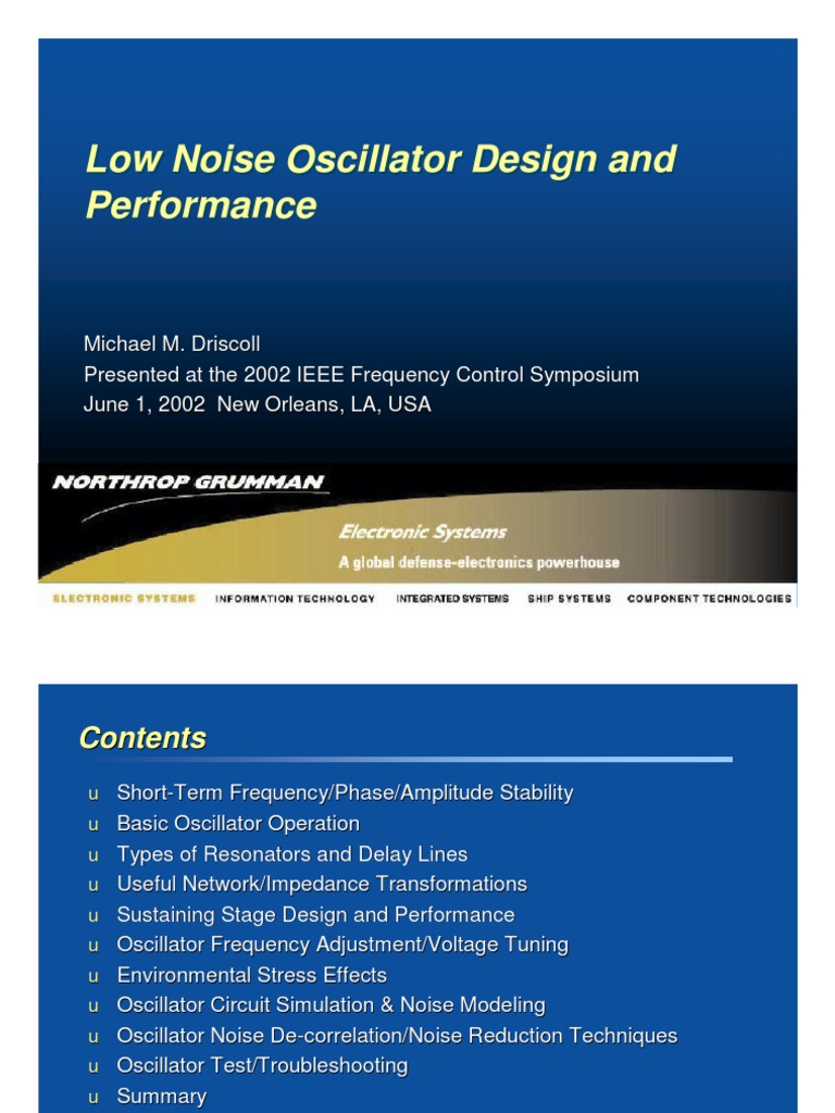 Low Noise Oscillator Design and Performance M.M.Driscoll PDF