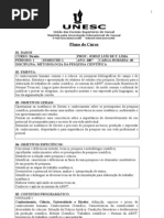 Plano de Curso - Metodologia da Pesquisa Ciêntifica