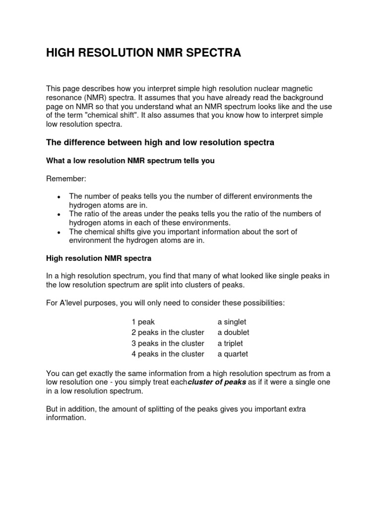 NMR Spectrum | PDF | Nuclear Magnetic Resonance Spectroscopy | Spectroscopy