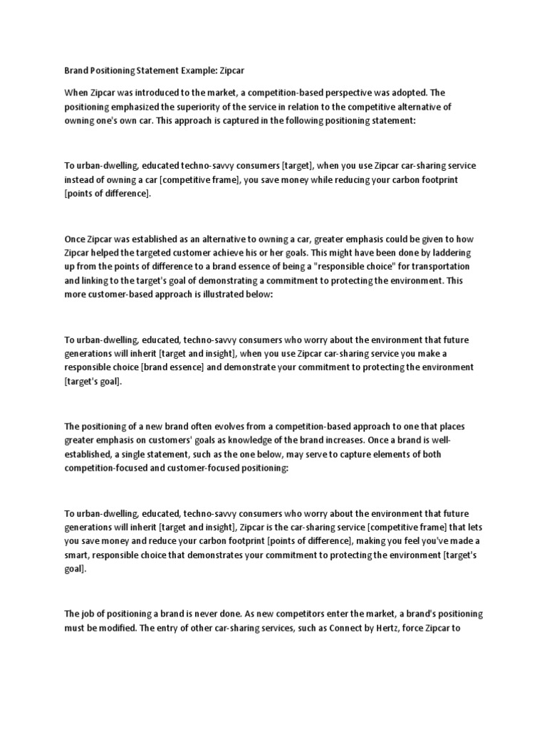 Personal brand statement example image