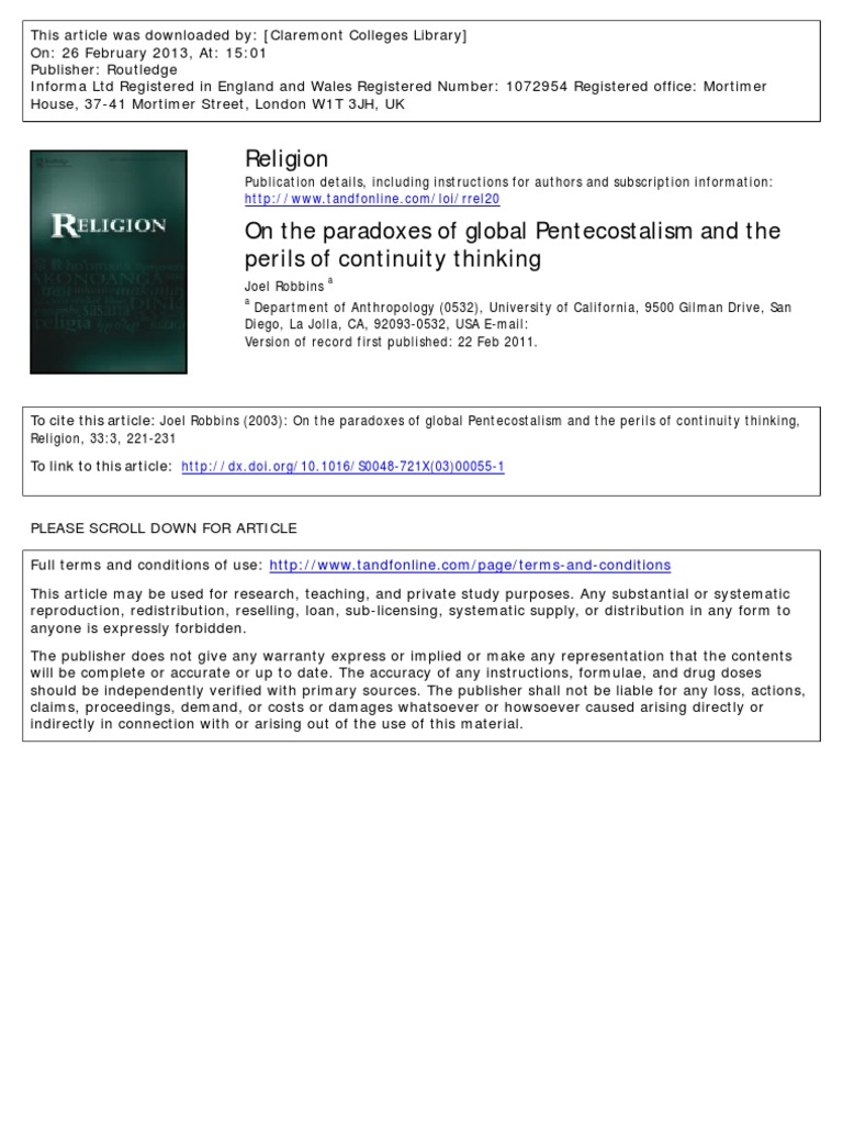 Paradoxes of Global Pentecostalism | PDF | Anthropology | Pentecostalism