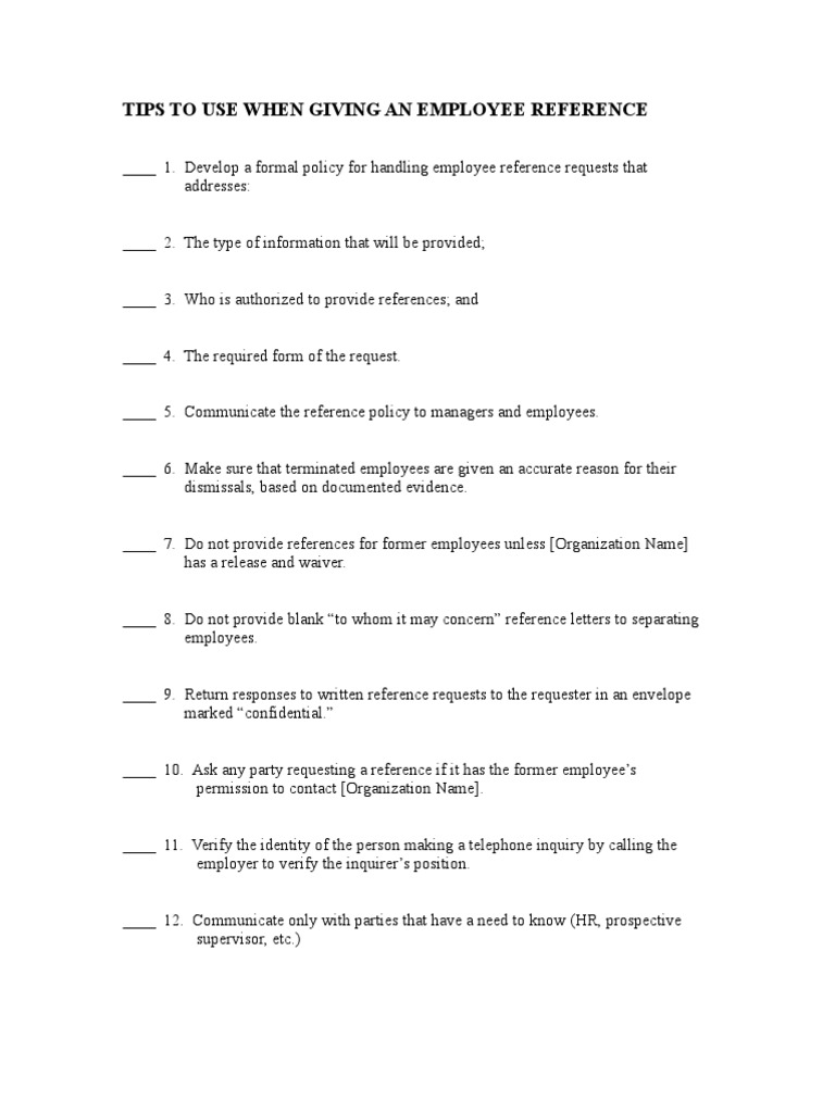 Management Tips Giving References | PDF