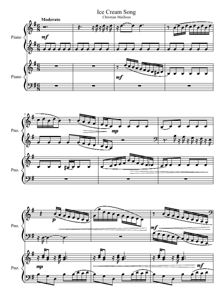 Ice Cream Song Musicology Musical Compositions