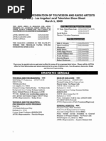 AFTRA Television Show Sheet