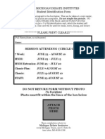 Michigan Debate Institutes Student Identification Form: Session Attending (Circle One)