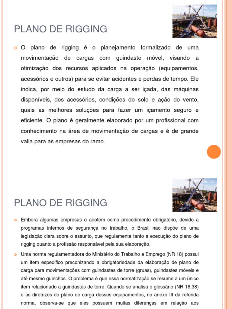 Plano de Rigging | PDF | Guindaste (Máquina) | Planejamento